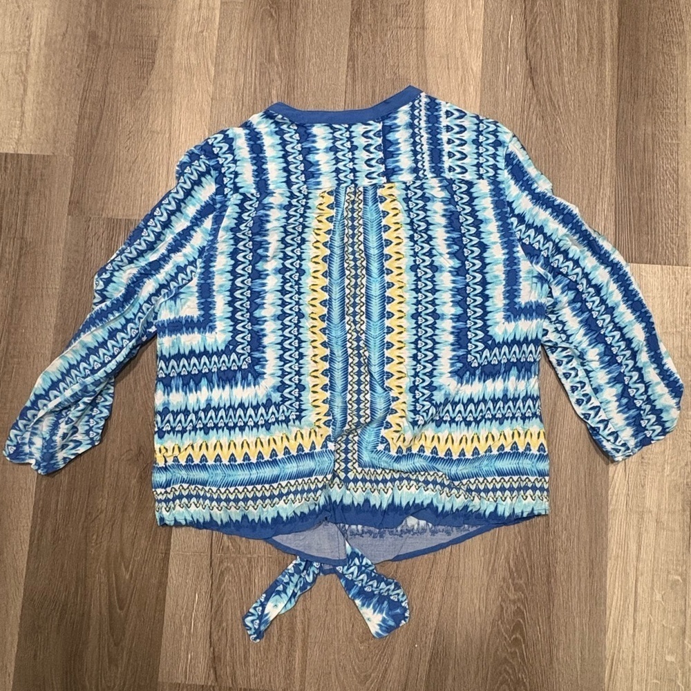 Ruby Rd. Kids Blue and Yellow Patterned Blouse - Picture 4 of 4